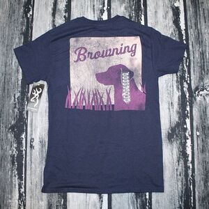 Browning Women's Grass Dog Graphic T-Shirt Navy Blue, Small - Women's Graphic To
